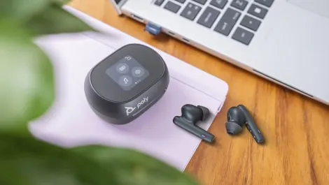 Poly voyager free 60 case and earbuds1682609384346628