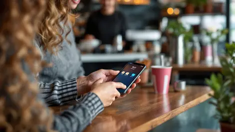 New zealand cafe owner accepting contactless payment iphone digital wallet modern
