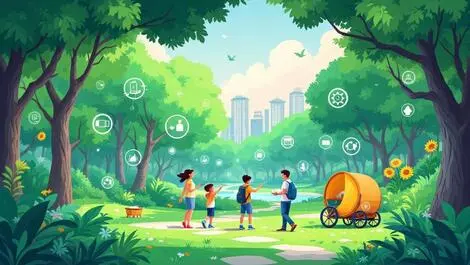 Modern vibrant family treasure hunt singapore park eco friendly tech learning