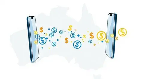 Australian dollars digital payment transfer smartphones australia outline