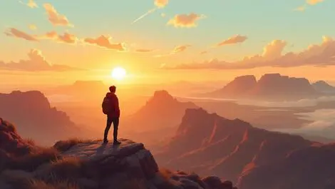 Australian landscape person standing mountain peak sunrise inspiration