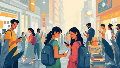 Indian adults urban setting interacting digital devices ai technology integration