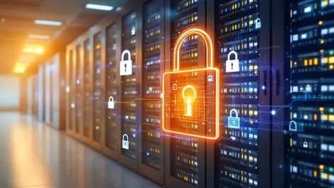 Realistic server room security breach highlight cybersecurity patching cloud