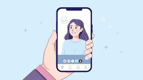 Smartphone screen virtual therapist video call mindfulness mental health support