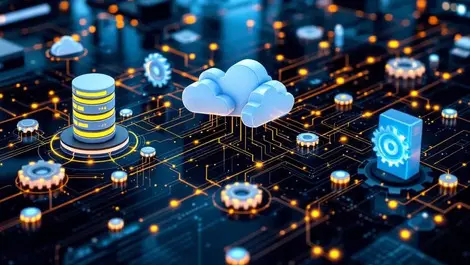 Flowing data streams interconnected lines nodes onpremises cloud storage automation