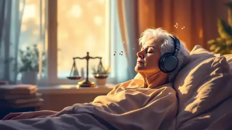 Elderly dementia patient music therapy headphones legal shadows