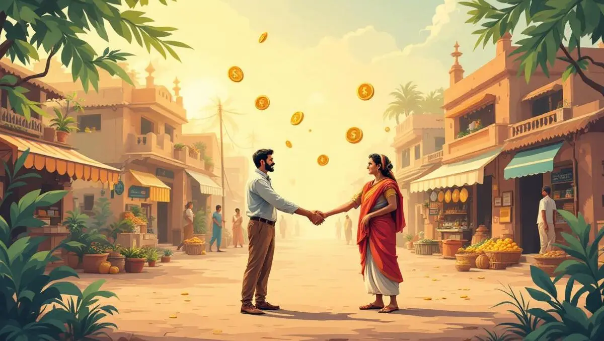 Indian village market farmers business partnership loyalty rewards