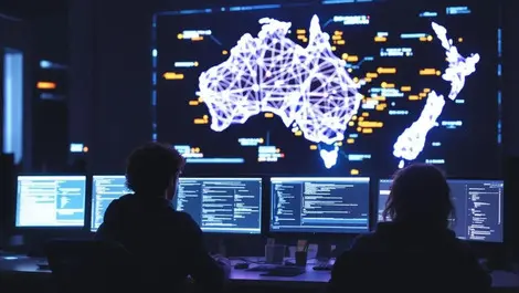 Aus nz cybersecurity training center young pros at workstations