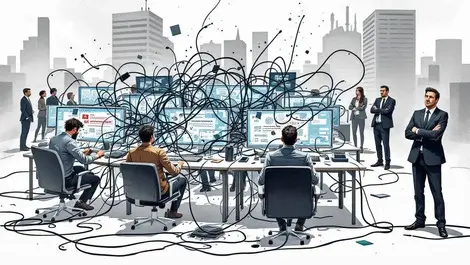 Stressed australian gov office workers cables error screens chaos