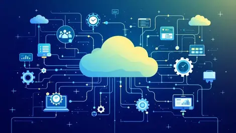 Ai incident management cloud hub gears apps blue green vector